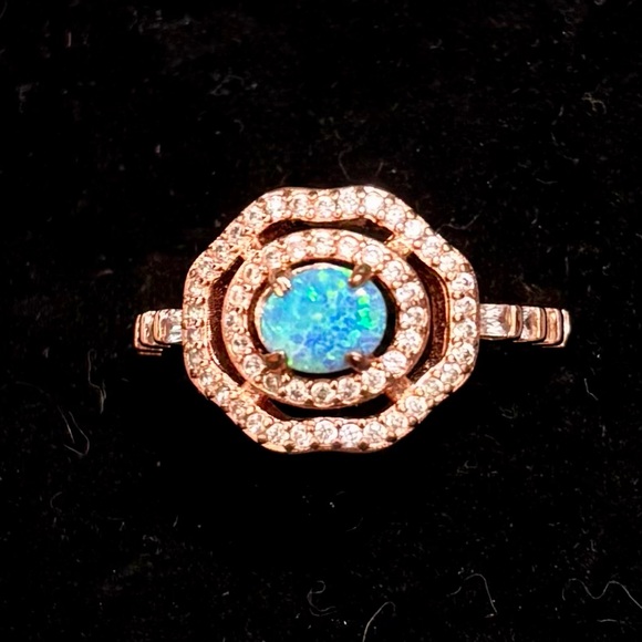 Bomb Party Jewelry - 💙 Rose Gold Blue Fire Opal Bomb Party Ring